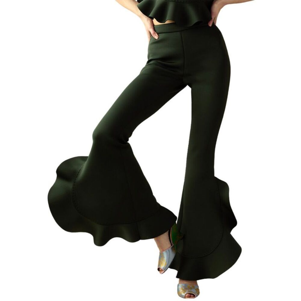 Cynthia Rowley Dark Green Flared Pants